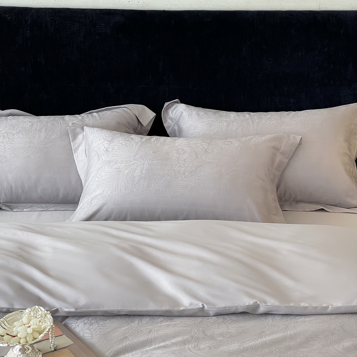 91家纺网 家纺一手货源 找家纺 栩裕纺织 2026新款长绒棉提花最新款单品 洛园-高级灰