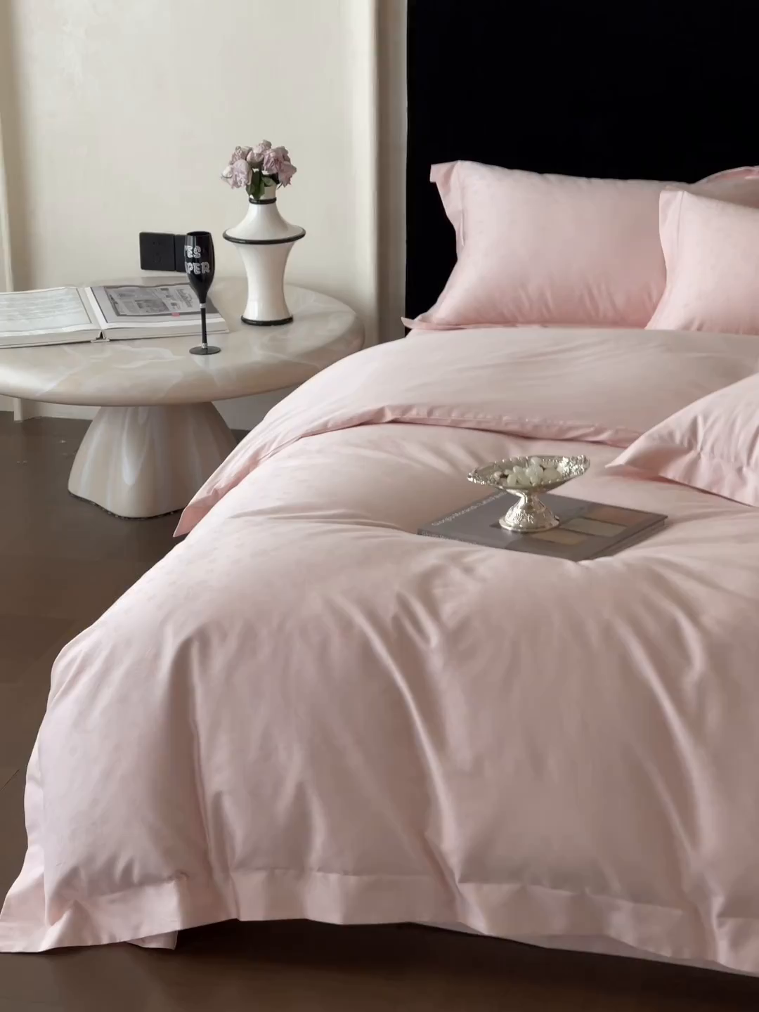 91家纺网 家纺一手货源 找家纺 栩裕纺织 2025新款长绒棉提花最新款单品四件套 朵芙-仙桃粉