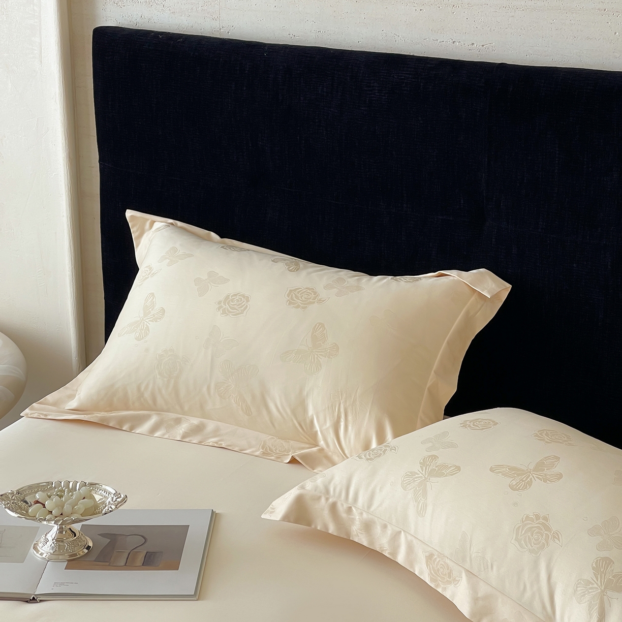 91家纺网 家纺一手货源 找家纺 栩裕纺织 2025新款长绒棉提花最新款单品四件套 花间集-浅香槟