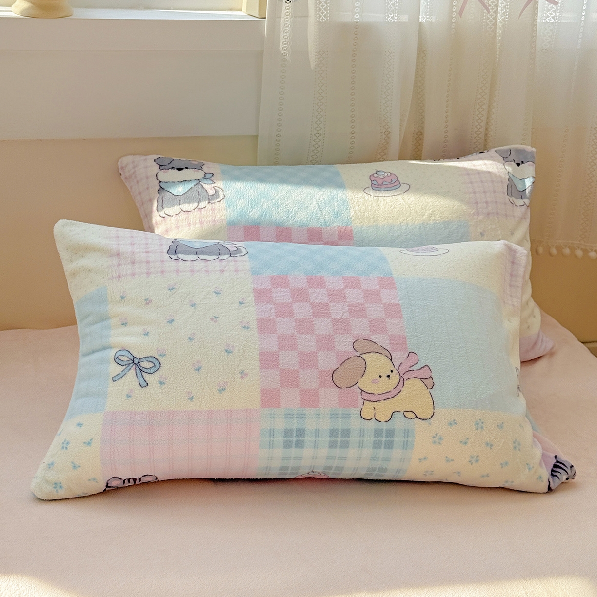 91家纺网 家纺一手货源 找家纺 耀悦家纺 2025新款牛奶绒小清新高克重ins风卡通四件套 礼物起司猫咪