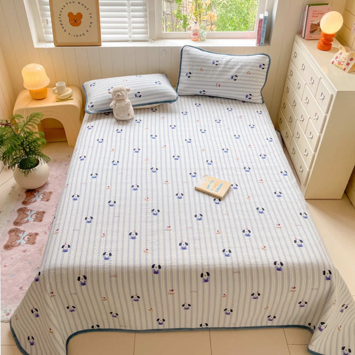 91家纺网 家纺一手货源 找家纺 老帅的工厂店 2025新款A类云感懒人冬季一体被被子被芯床盖四件套 可爱趴趴