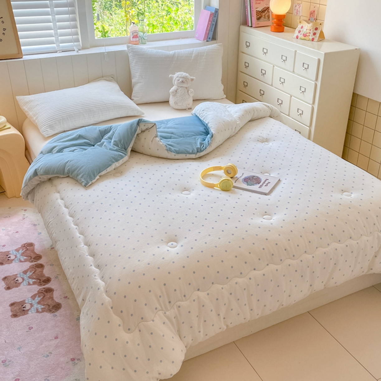 91家纺网 家纺一手货源 找家纺 老帅的工厂店 2025新款A类云感懒人冬季一体被被子被芯床盖四件套 海盐波波