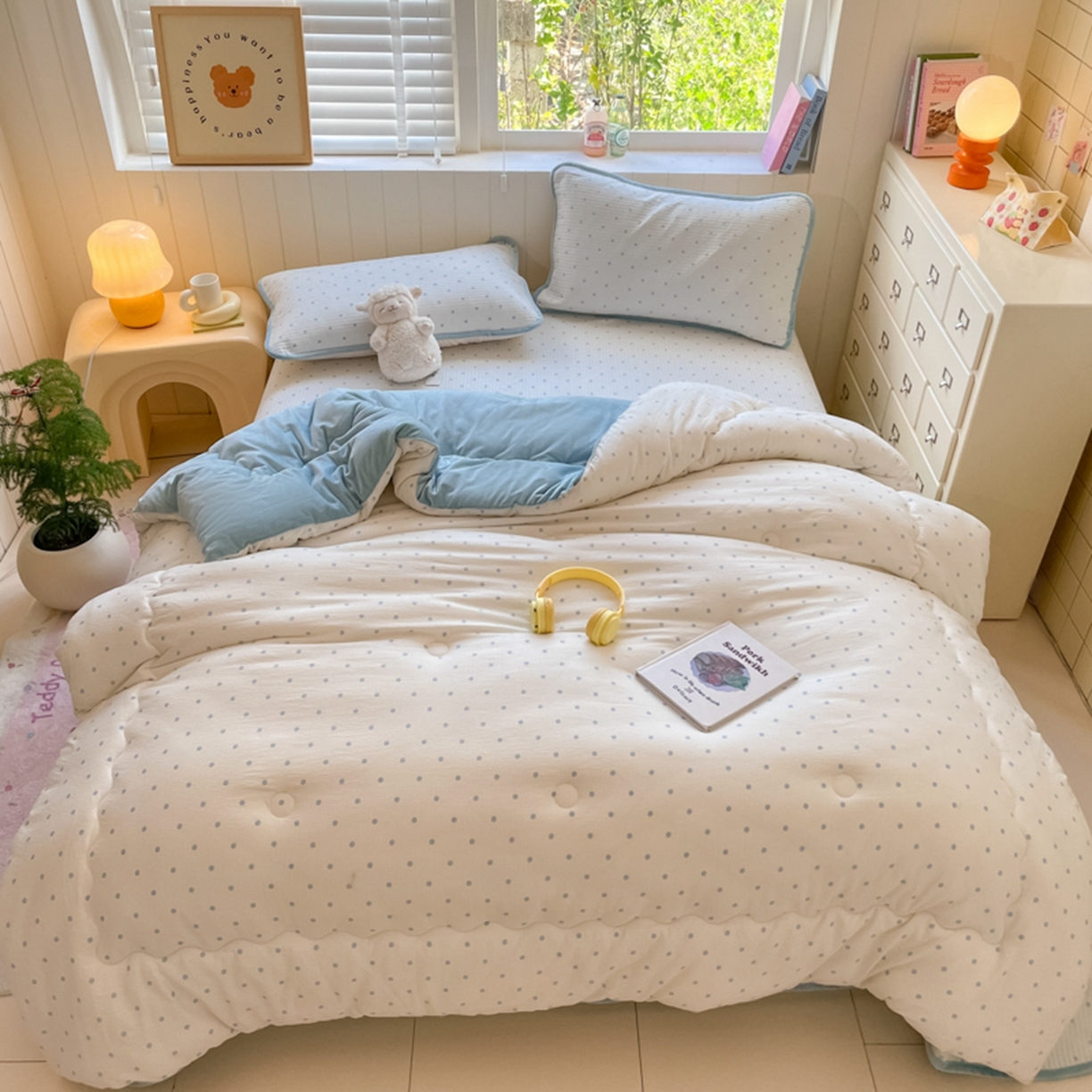 91家纺网 家纺一手货源 找家纺 老帅的工厂店 2025新款A类云感懒人冬季一体被被子被芯床盖四件套 海盐波波