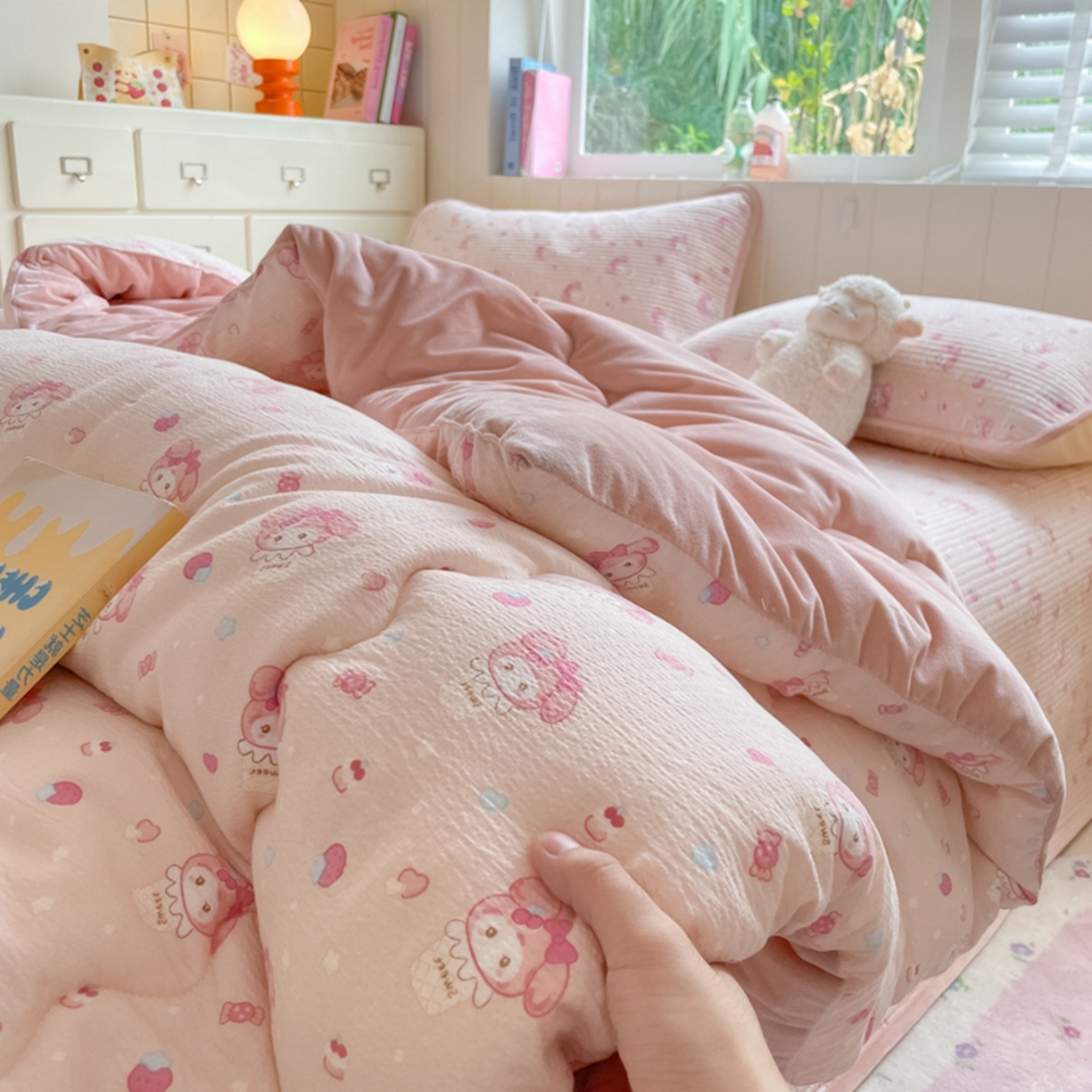 91家纺网 家纺一手货源 找家纺 老帅的工厂店 2025新款A类云感懒人冬季一体被被子被芯床盖四件套 小美