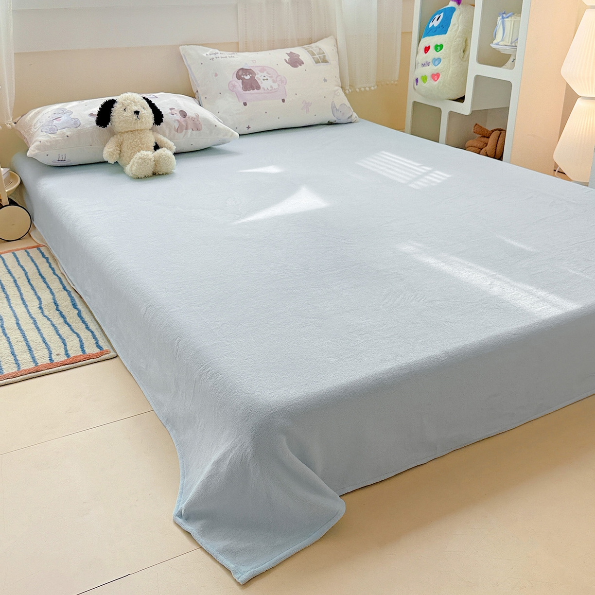 91家纺网 家纺一手货源 找家纺 耀悦家纺 2025新款牛奶绒小清新高克重ins风卡通四件套 小象的生日聚会