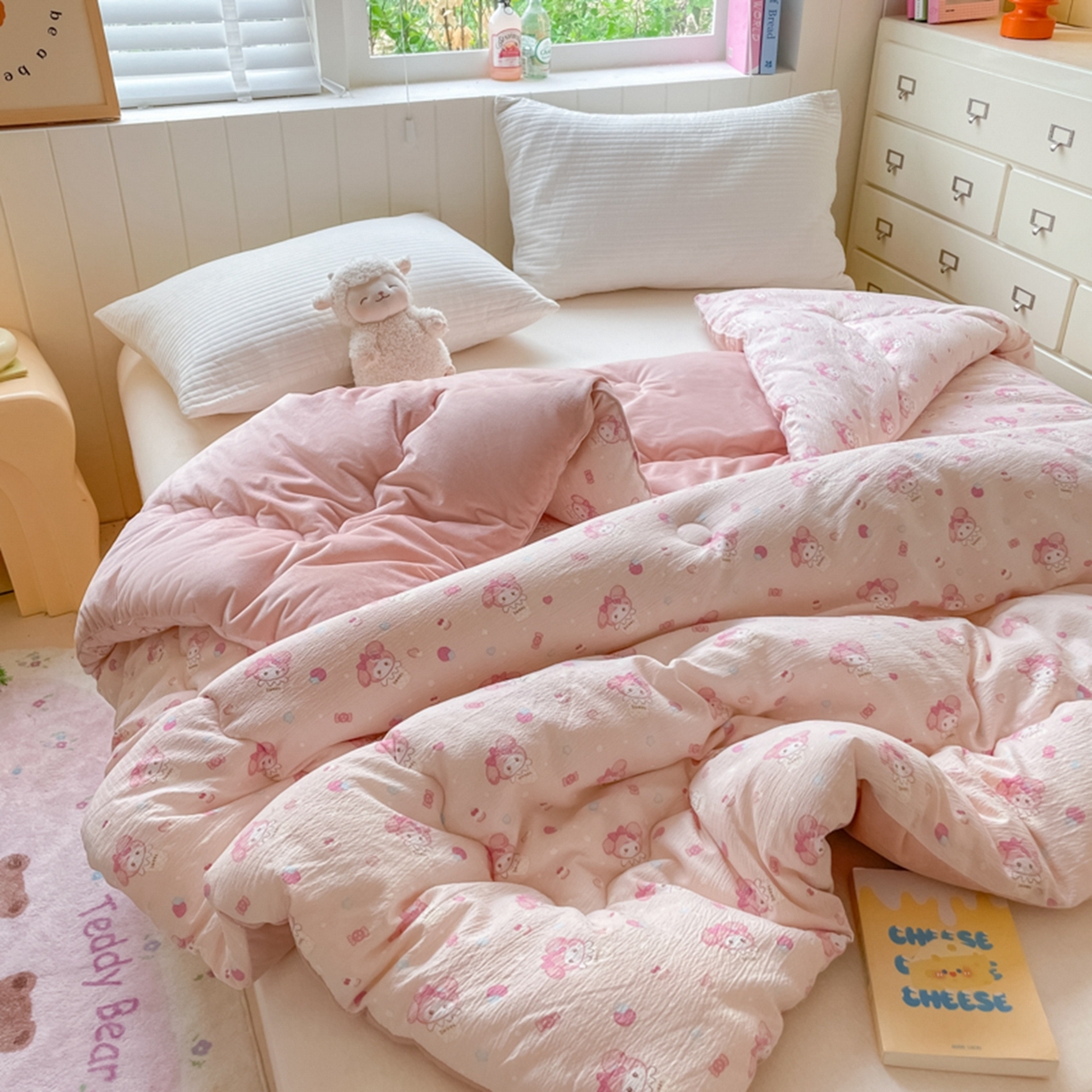 91家纺网 家纺一手货源 找家纺 老帅的工厂店 2025新款A类云感懒人冬季一体被被子被芯床盖四件套 小美