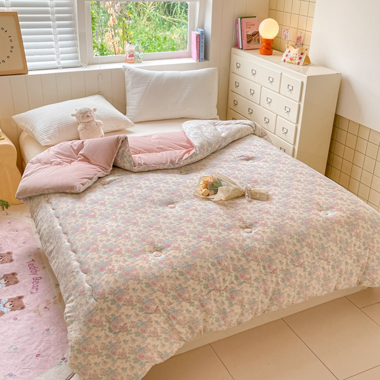 91家纺网 家纺一手货源 找家纺 老帅的工厂店 2025新款A类云感懒人冬季一体被被子被芯床盖四件套 花蔓