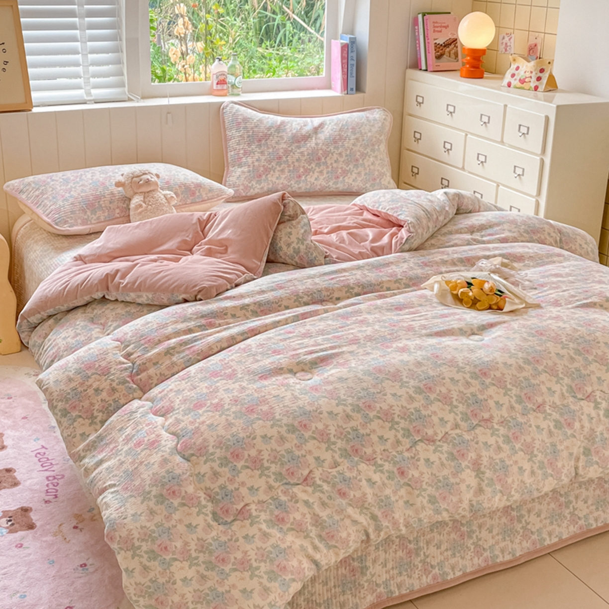 91家纺网 家纺一手货源 找家纺 老帅的工厂店 2025新款A类云感懒人冬季一体被被子被芯床盖四件套 花蔓