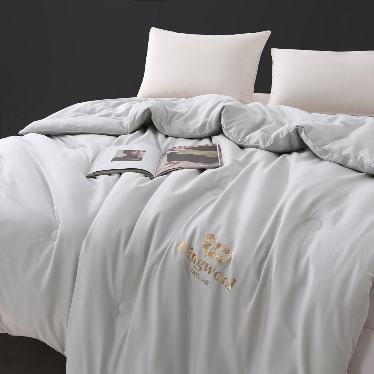 91家纺网 家纺一手货源 找家纺 薇玛仕 2025新款80支天雪棉全棉纯棉澳洲羊毛被冬被被子被芯 皓月灰