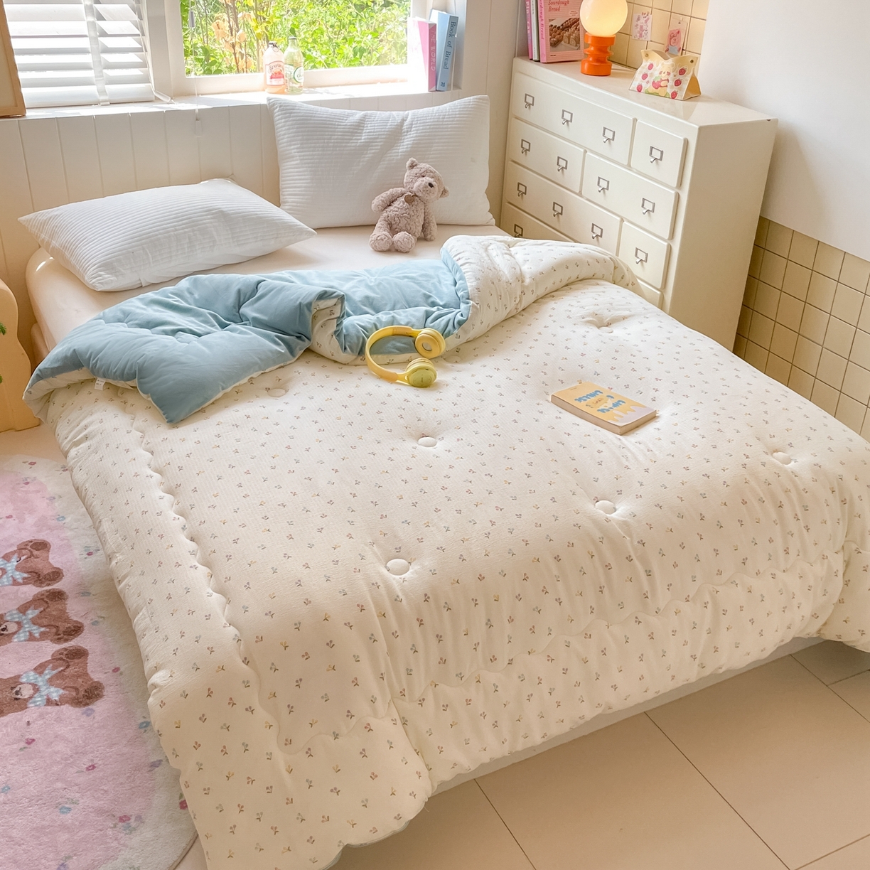 91家纺网 家纺一手货源 找家纺 老帅的工厂店 2025新款A类云感懒人冬季一体被被子被芯床盖四件套 樱桃味