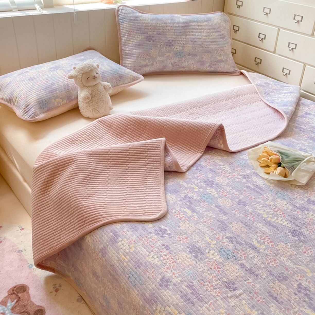 91家纺网 家纺一手货源 找家纺 老帅的工厂店 2025新款A类云感懒人冬季一体被被子被芯床盖四件套 晚香