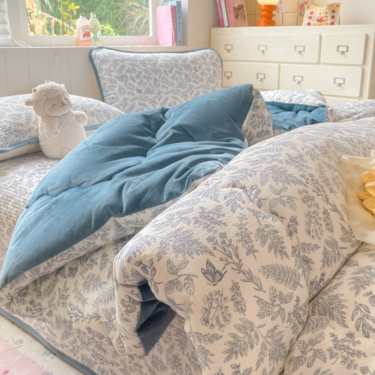 91家纺网 家纺一手货源 找家纺 老帅的工厂店 2025新款A类云感懒人冬季一体被被子被芯床盖四件套 芳草