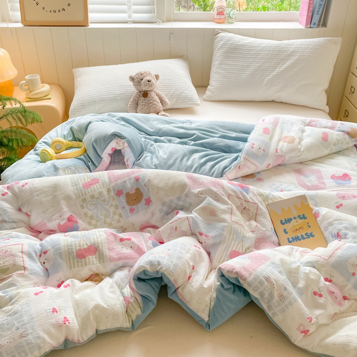 91家纺网 家纺一手货源 找家纺 老帅的工厂店 2025新款A类云感懒人冬季一体被被子被芯床盖四件套 秘境花园