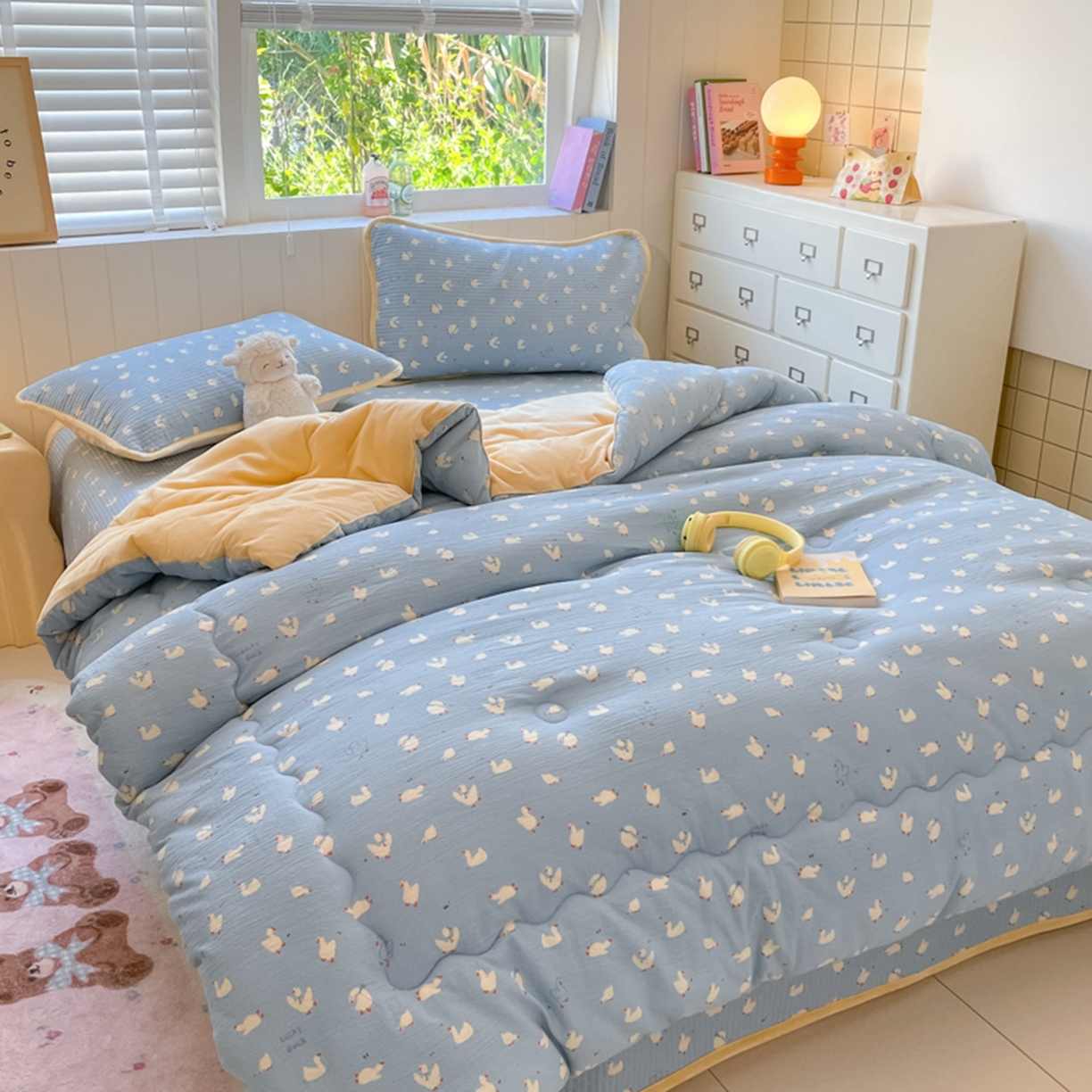 91家纺网 家纺一手货源 找家纺 老帅的工厂店 2025新款A类云感懒人冬季一体被被子被芯床盖四件套 加油丫