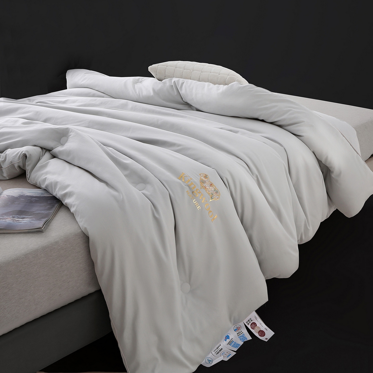 91家纺网 家纺一手货源 找家纺 薇玛仕 2025新款80支天雪棉全棉纯棉澳洲羊毛被冬被被子被芯 皓月灰