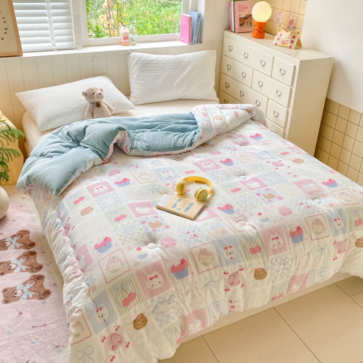 91家纺网 家纺一手货源 找家纺 老帅的工厂店 2025新款A类云感懒人冬季一体被被子被芯床盖四件套 秘境花园