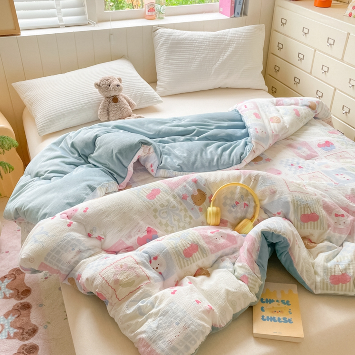 91家纺网 家纺一手货源 找家纺 老帅的工厂店 2025新款A类云感懒人冬季一体被被子被芯床盖四件套 秘境花园