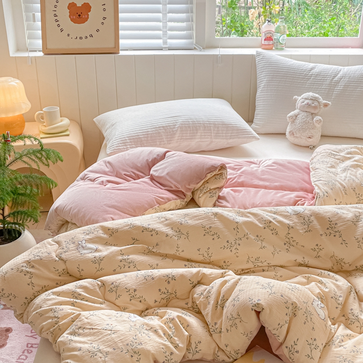 91家纺网 家纺一手货源 找家纺 老帅的工厂店 2025新款A类云感懒人冬季一体被被子被芯床盖四件套 米兔儿