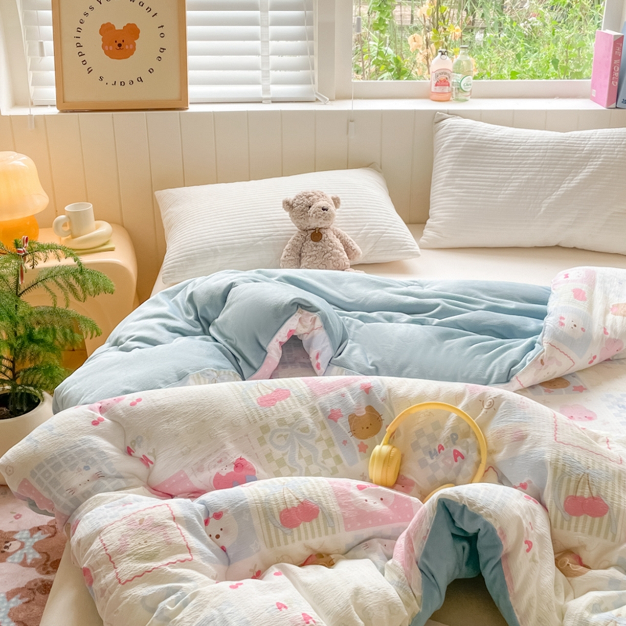 91家纺网 家纺一手货源 找家纺 老帅的工厂店 2025新款A类云感懒人冬季一体被被子被芯床盖四件套 秘境花园