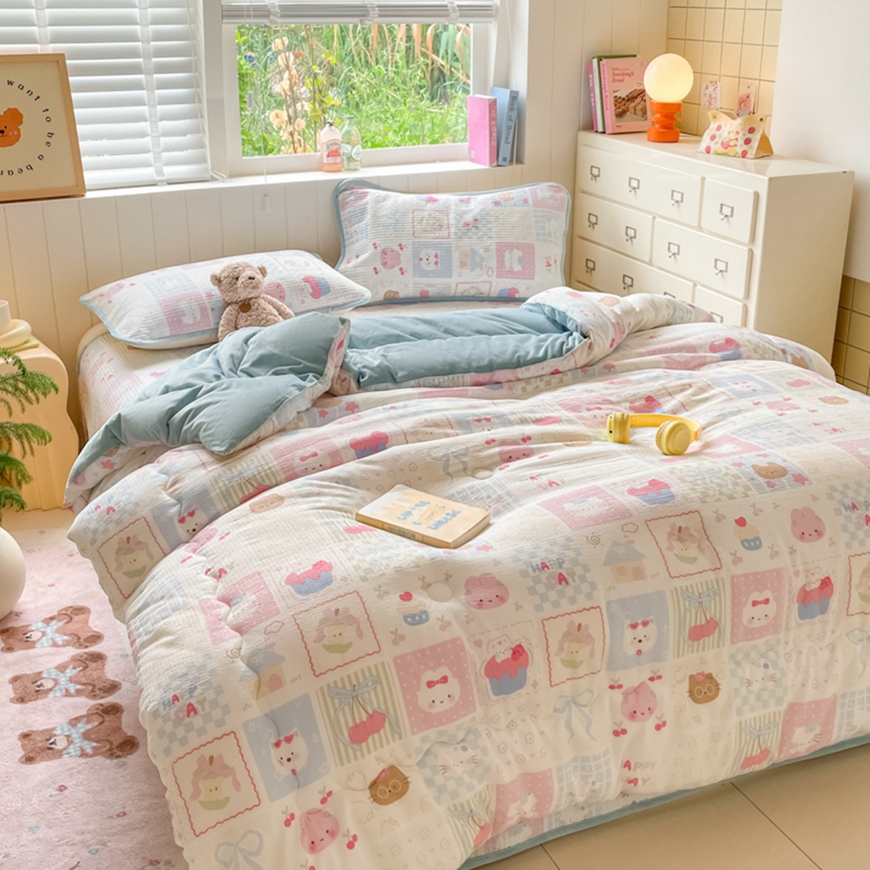 91家纺网 家纺一手货源 找家纺 老帅的工厂店 2025新款A类云感懒人冬季一体被被子被芯床盖四件套 秘境花园