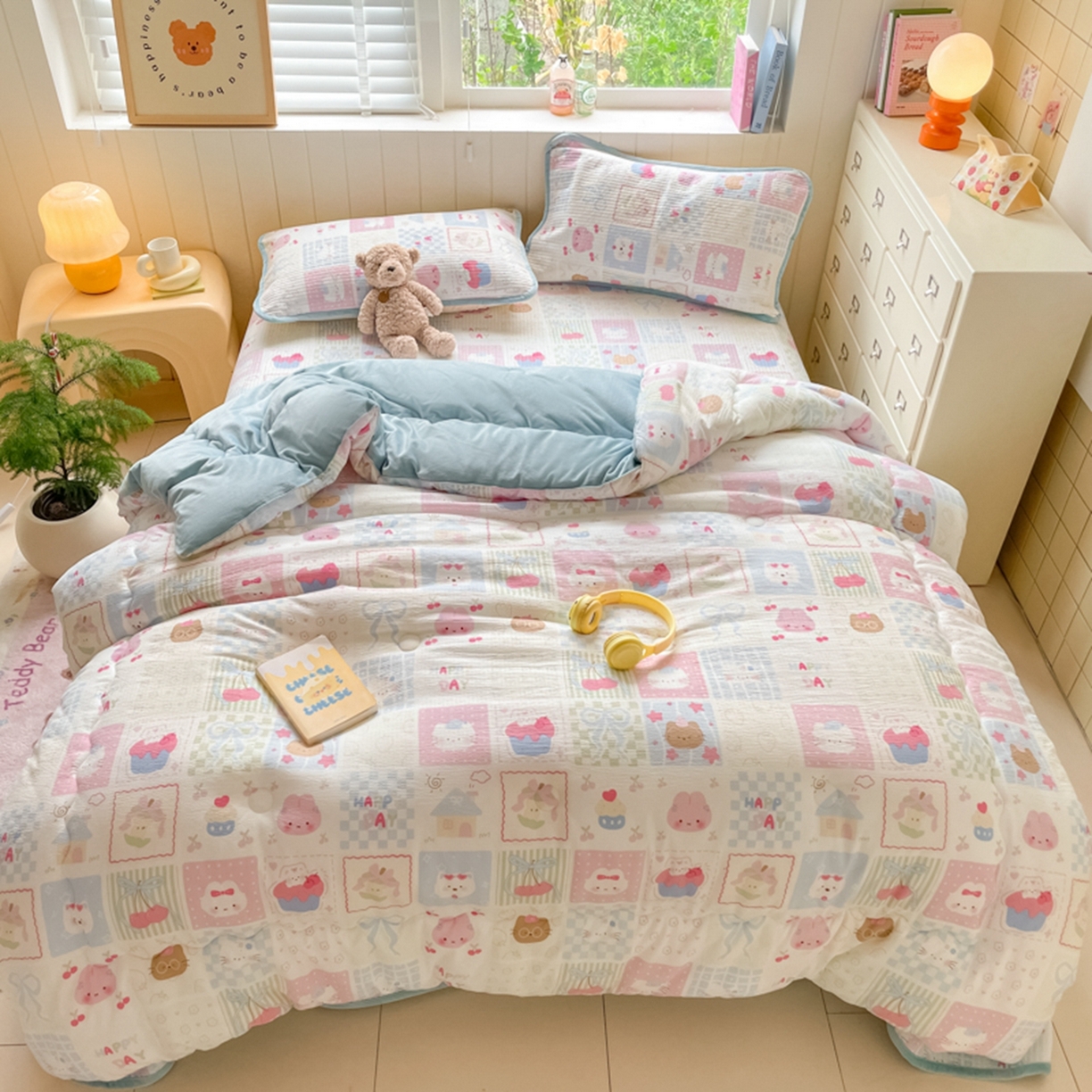 91家纺网 家纺一手货源 找家纺 老帅的工厂店 2025新款A类云感懒人冬季一体被被子被芯床盖四件套 秘境花园