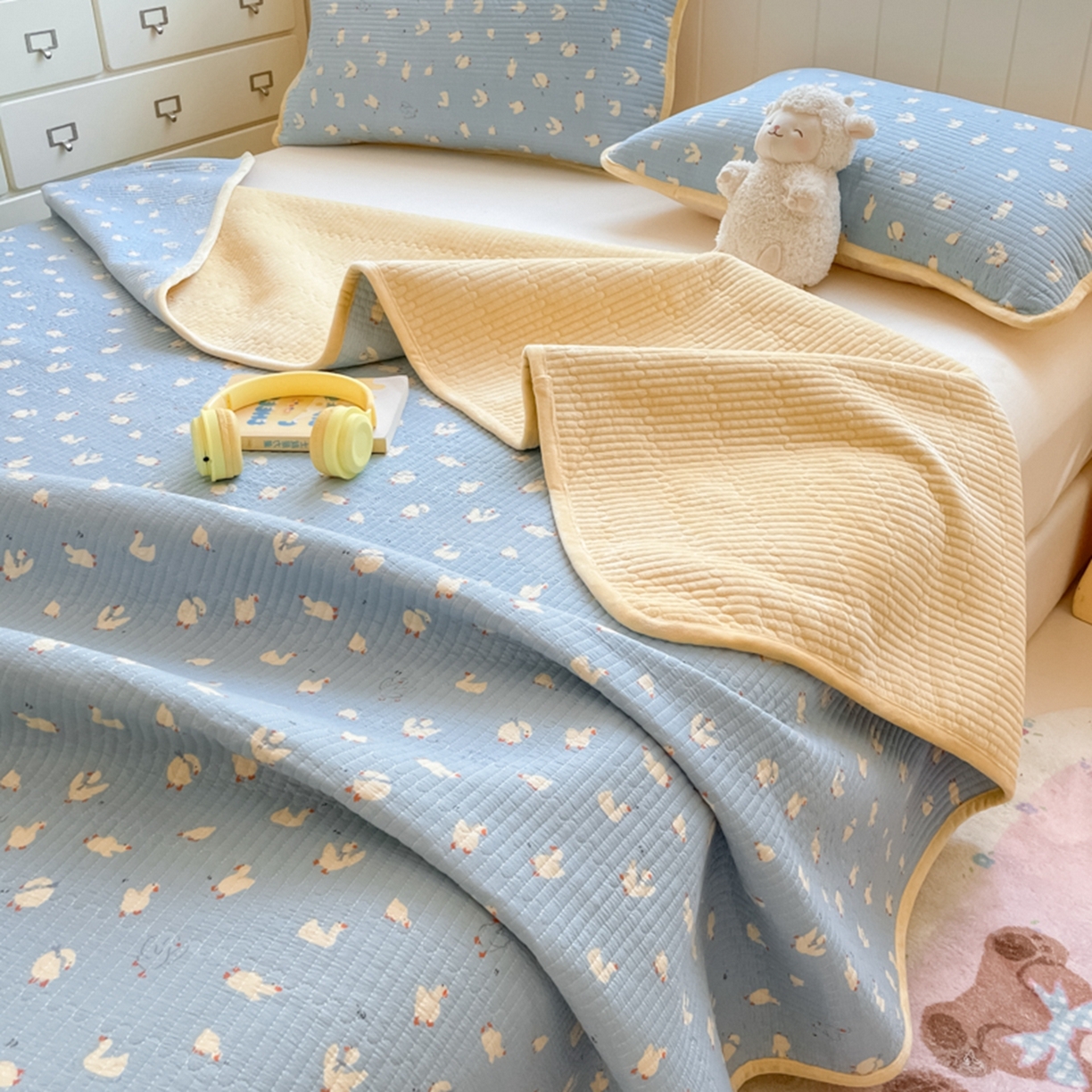 91家纺网 家纺一手货源 找家纺 老帅的工厂店 2025新款A类云感懒人冬季一体被被子被芯床盖四件套 加油丫