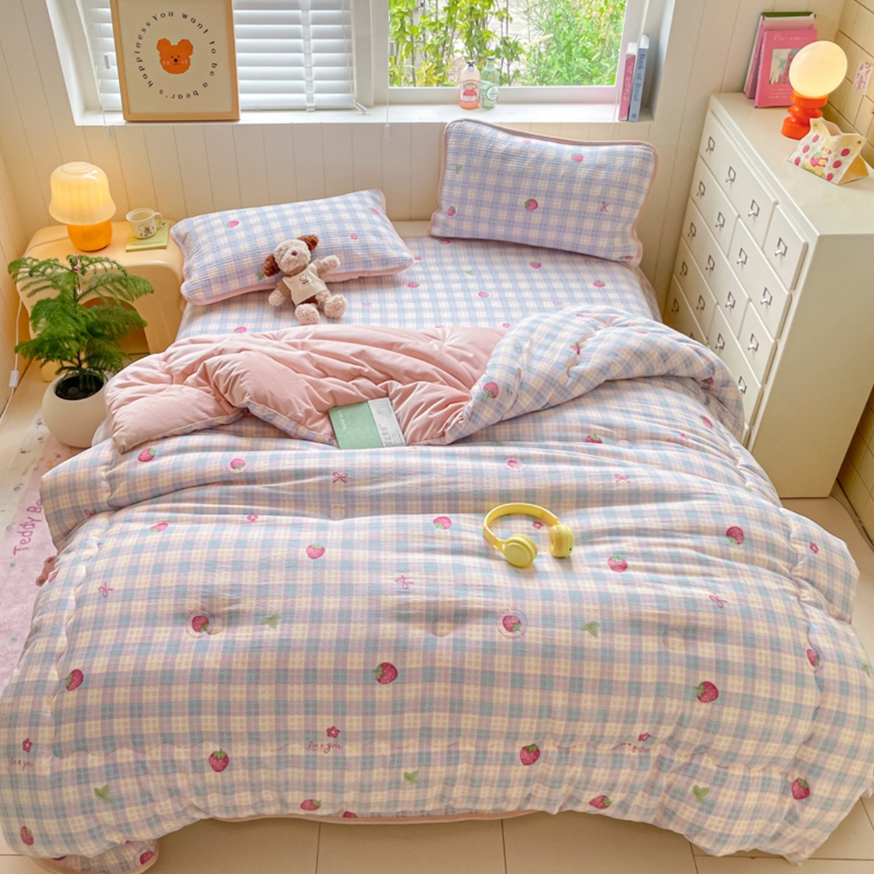 91家纺网 家纺一手货源 找家纺 老帅的工厂店 2025新款A类云感懒人冬季一体被被子被芯床盖四件套 莓有烦恼