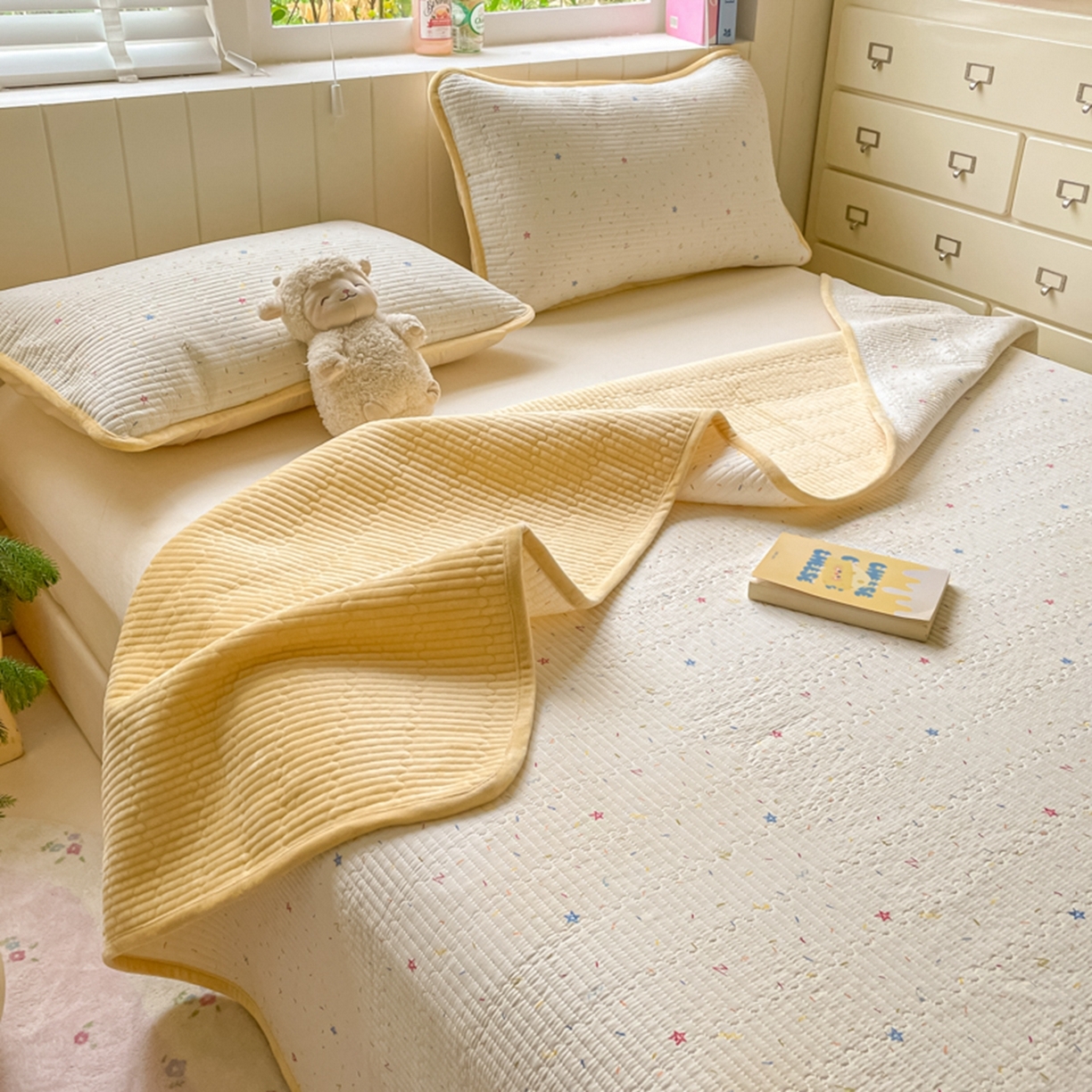 91家纺网 家纺一手货源 找家纺 老帅的工厂店 2025新款A类云感懒人冬季一体被被子被芯床盖四件套 奶油波波