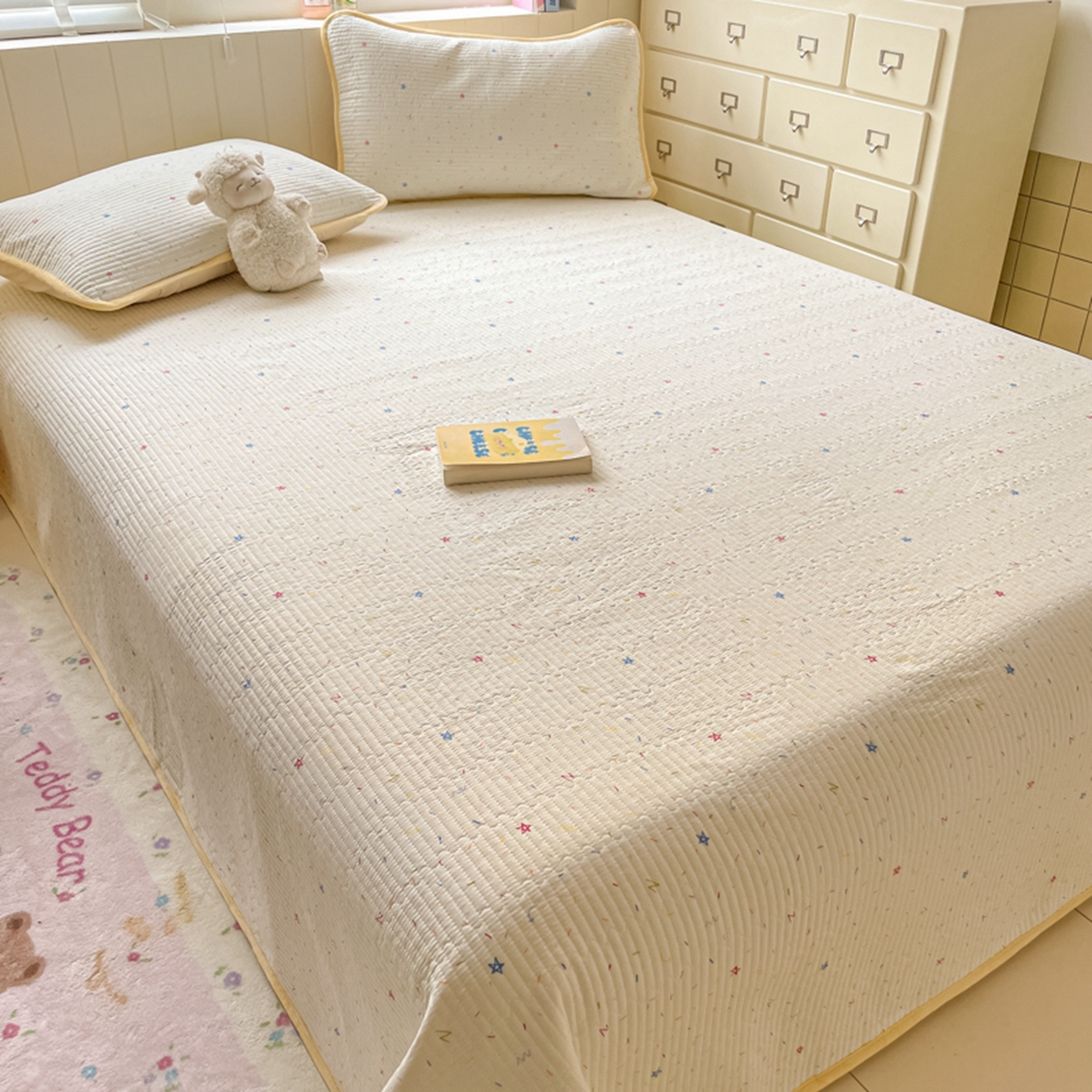 91家纺网 家纺一手货源 找家纺 老帅的工厂店 2025新款A类云感懒人冬季一体被被子被芯床盖四件套 奶油波波