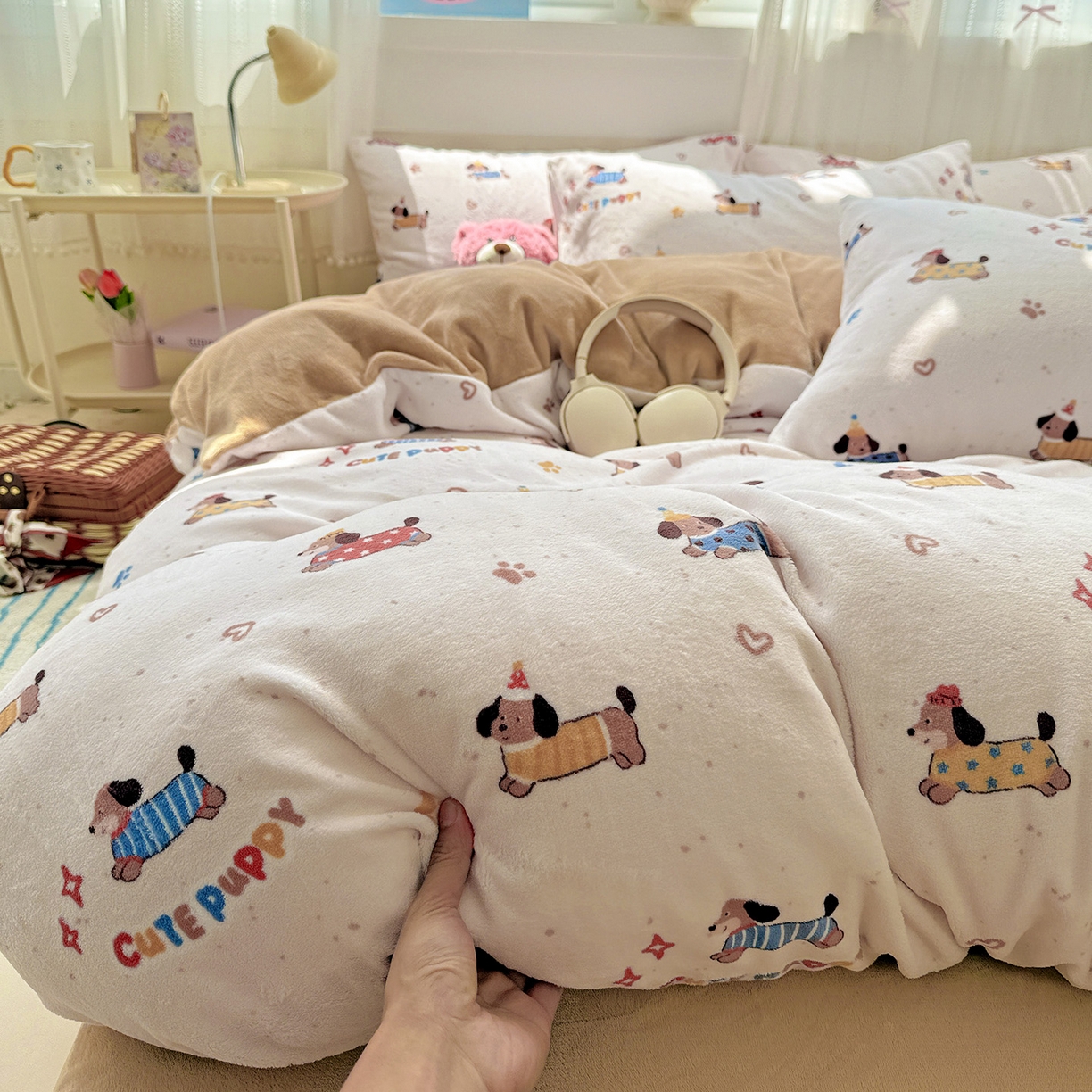 91家纺网 家纺一手货源 找家纺 （总）耀悦家纺 2025新款牛奶绒小清新高克重ins风卡通四件套