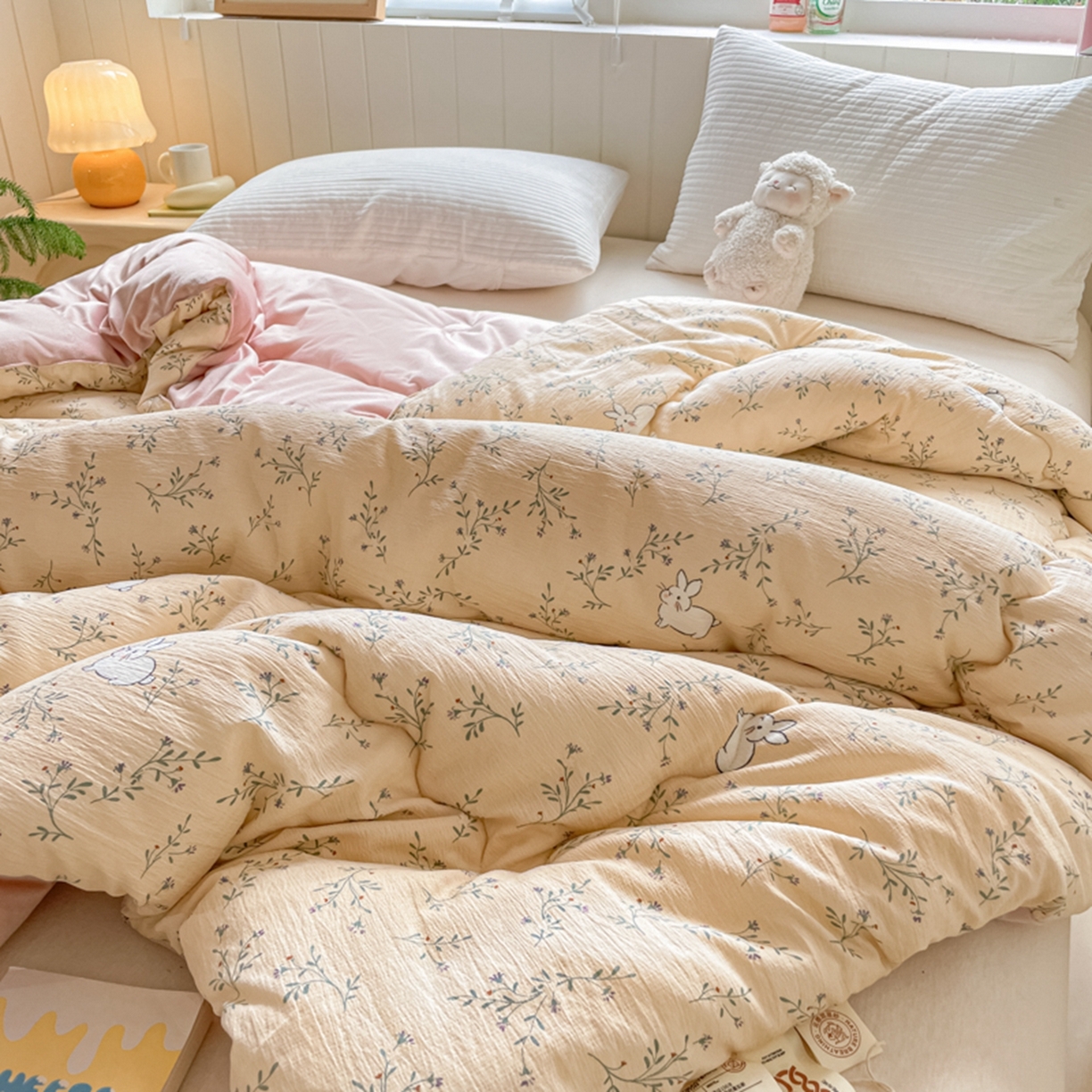 91家纺网 家纺一手货源 找家纺 老帅的工厂店 2025新款A类云感懒人冬季一体被被子被芯床盖四件套 米兔儿