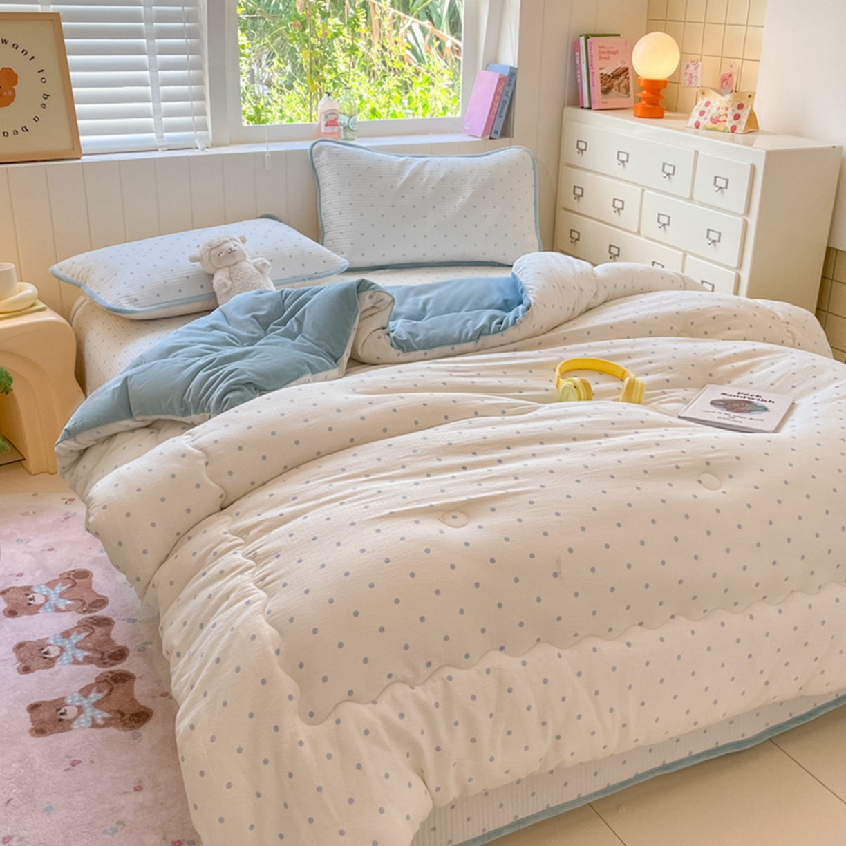 91家纺网 家纺一手货源 找家纺 老帅的工厂店 2025新款A类云感懒人冬季一体被被子被芯床盖四件套 海盐波波