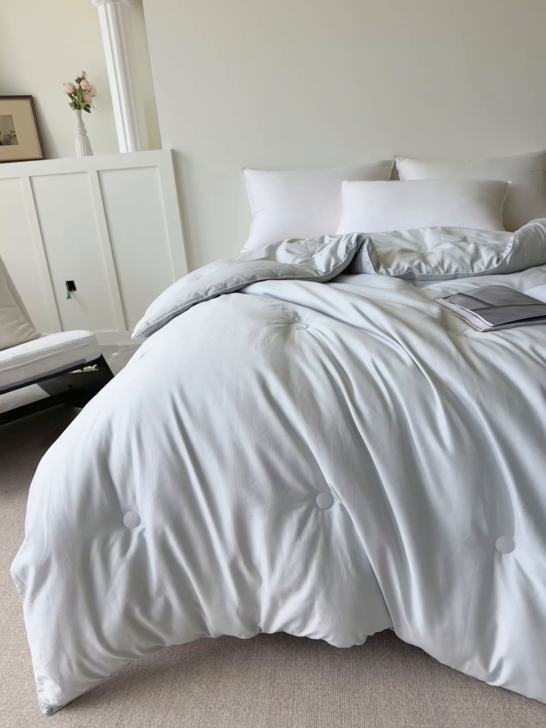 91家纺网 家纺一手货源 找家纺 薇玛仕 2025新款80支天雪棉全棉纯棉澳洲羊毛被冬被被子被芯 皓月灰