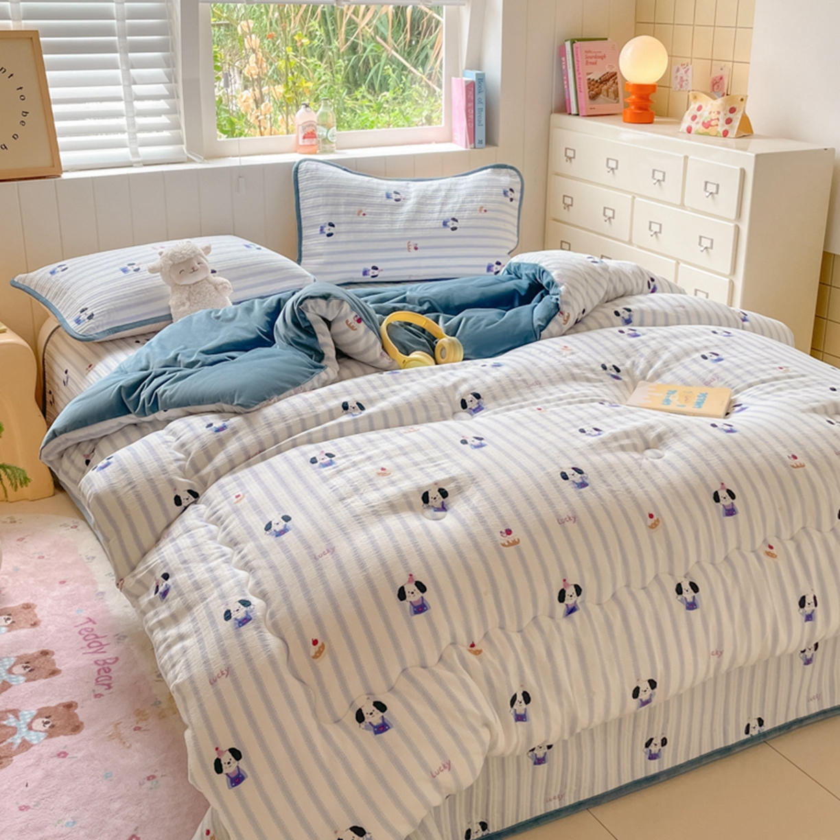 91家纺网 家纺一手货源 找家纺 老帅的工厂店 2025新款A类云感懒人冬季一体被被子被芯床盖四件套 可爱趴趴