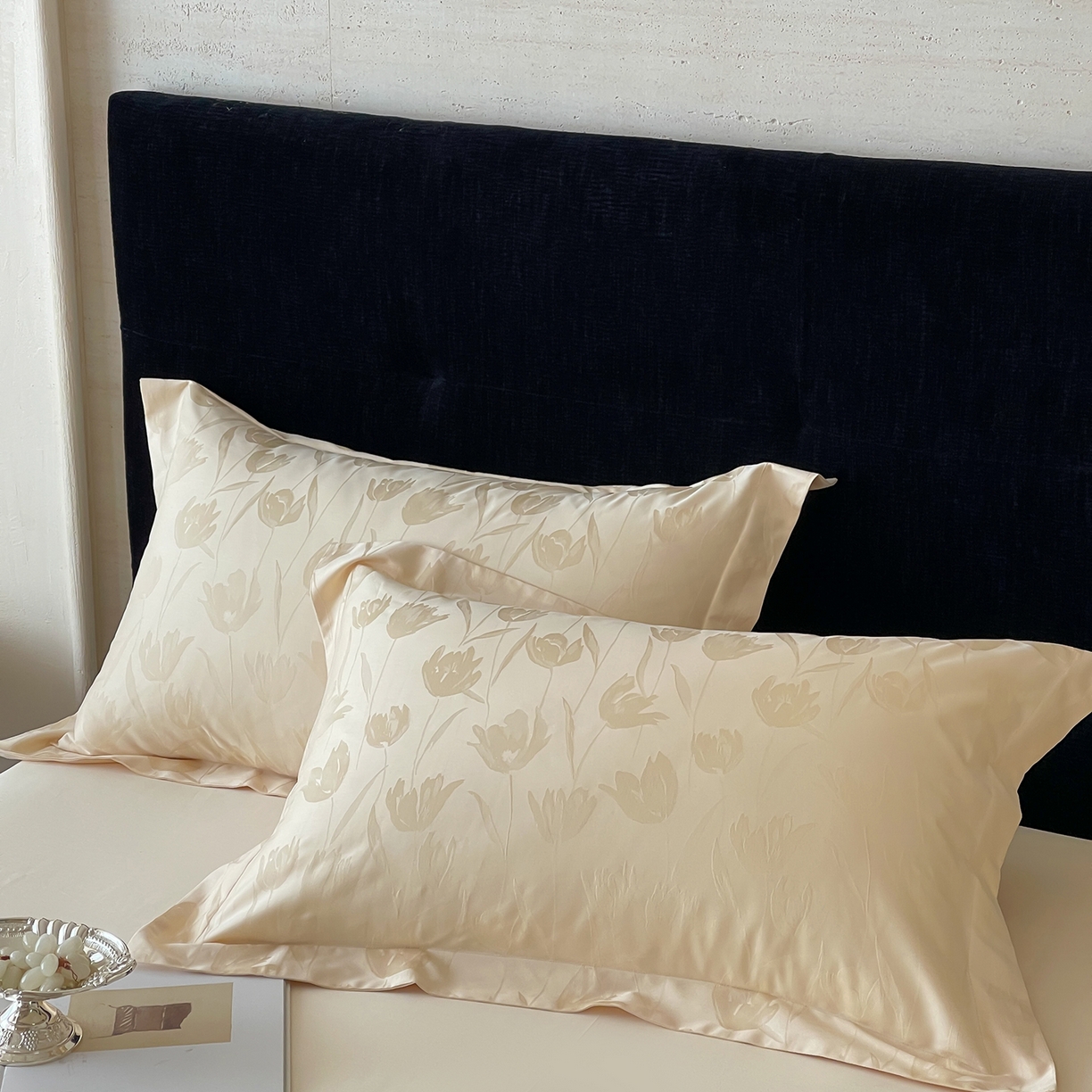 91家纺网 家纺一手货源 找家纺 栩裕纺织 2025新款长绒棉提花最新款单品 郁金香-浅香槟