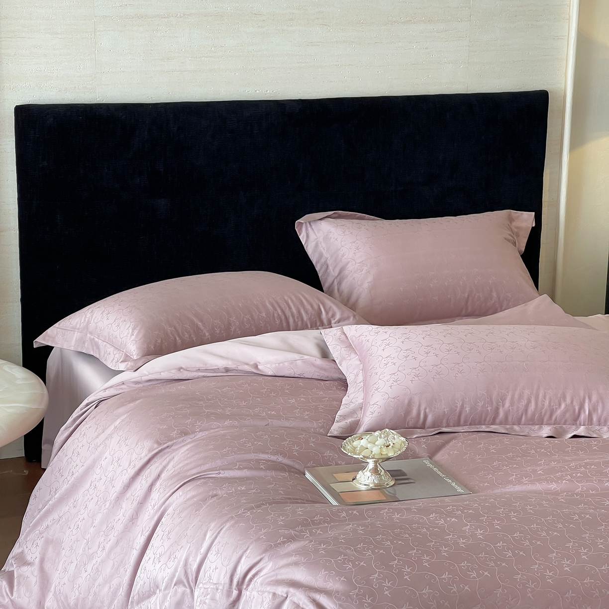 栩裕纺织 2025新款长绒棉提花最新款单品四件套 克洛伊-莫奈紫