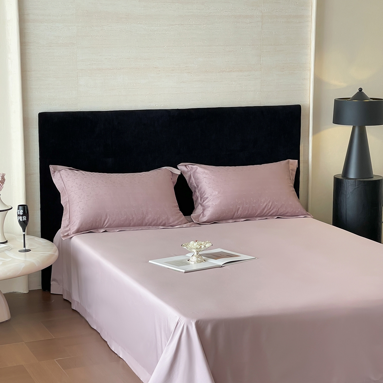 91家纺网 家纺一手货源 找家纺 栩裕纺织 2025新款长绒棉提花最新款单品四件套 克洛伊-莫奈紫