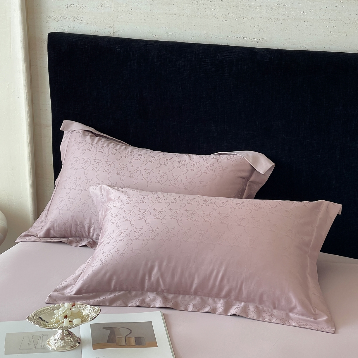 91家纺网 家纺一手货源 找家纺 栩裕纺织 2025新款长绒棉提花最新款单品四件套 克洛伊-莫奈紫