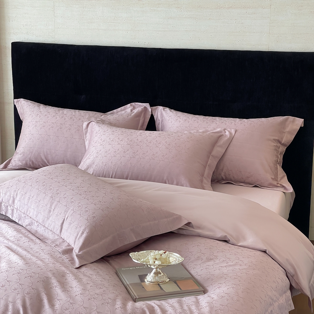 91家纺网 家纺一手货源 找家纺 栩裕纺织 2025新款长绒棉提花最新款单品四件套 克洛伊-莫奈紫