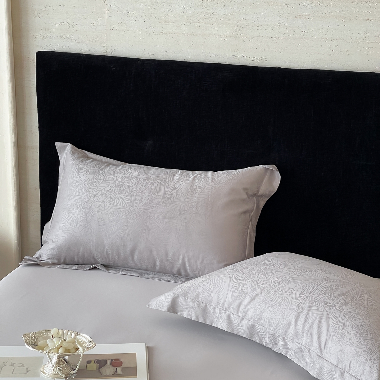 91家纺网 家纺一手货源 找家纺 栩裕纺织 2025新款长绒棉提花最新款单品四件套 洛园-高级灰