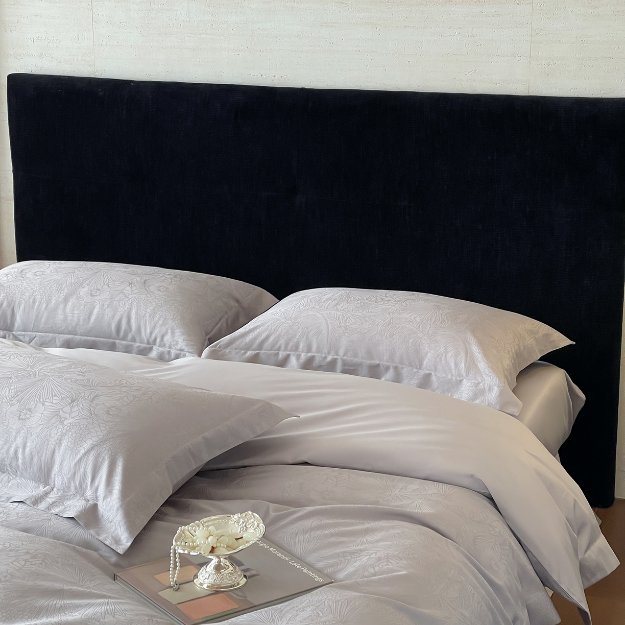 91家纺网 家纺一手货源 找家纺 栩裕纺织 2025新款长绒棉提花最新款单品四件套 洛园-高级灰