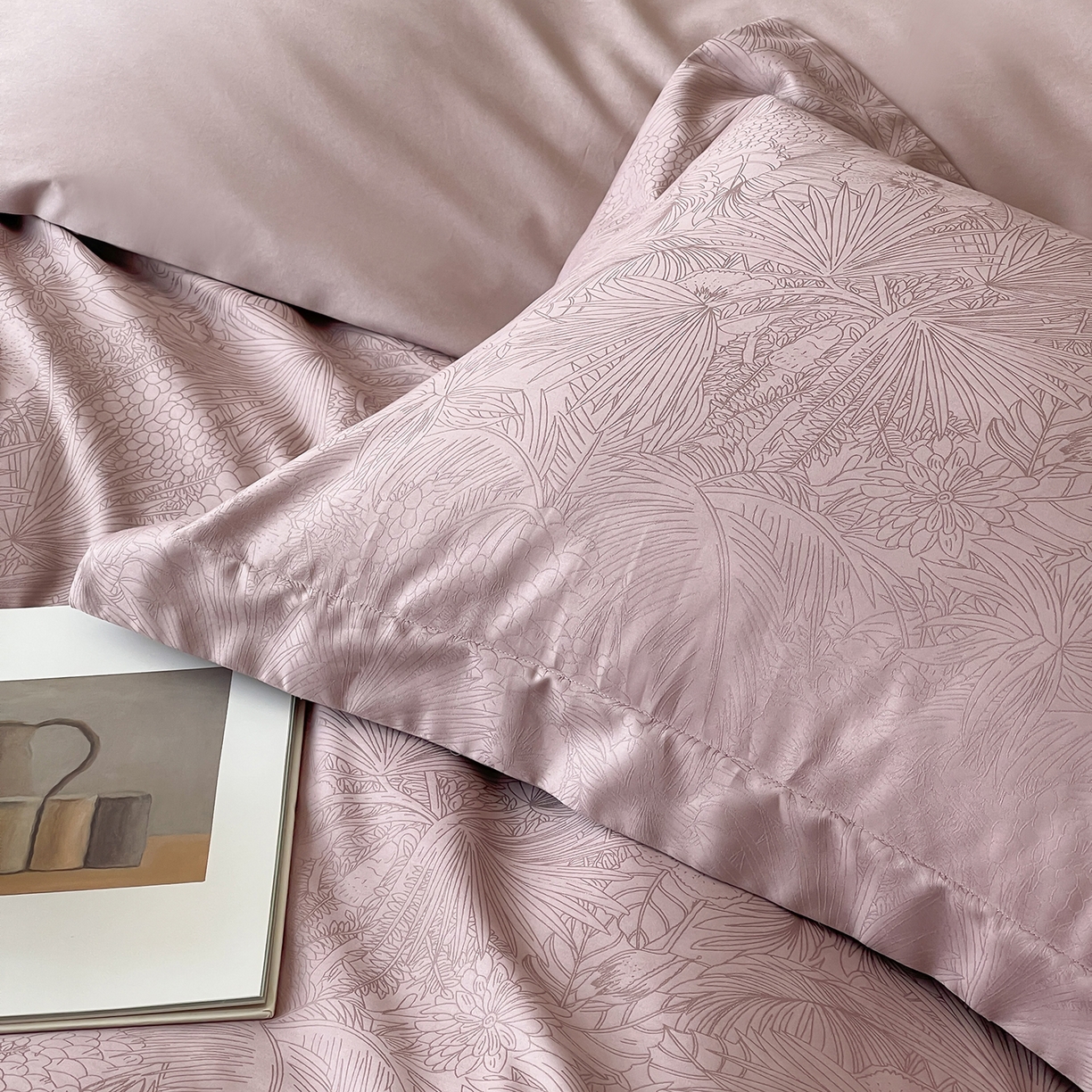 91家纺网 家纺一手货源 找家纺 栩裕纺织 2025新款长绒棉提花最新款单品四件套 洛园-莫奈紫