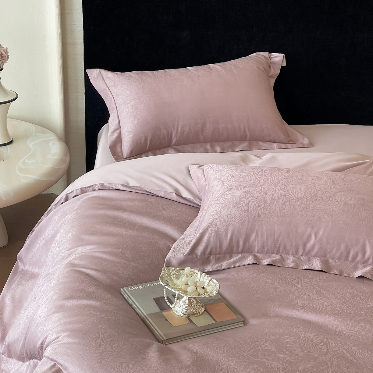 91家纺网 家纺一手货源 找家纺 栩裕纺织 2025新款长绒棉提花最新款单品四件套 洛园-莫奈紫