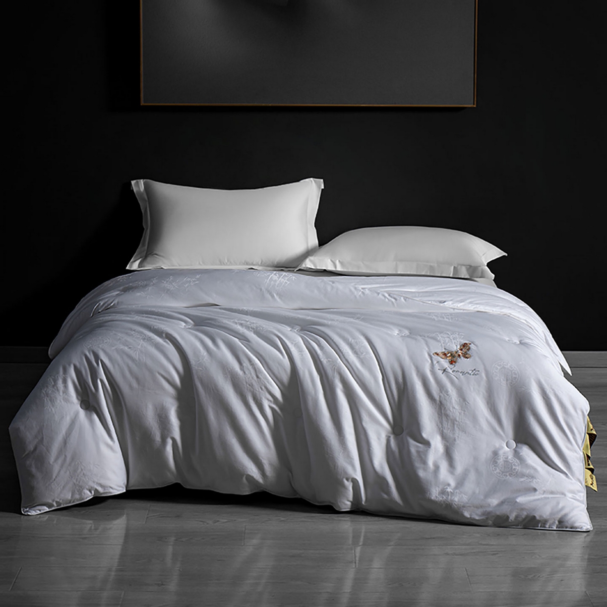 91家纺网 家纺一手货源 找家纺 薇玛仕 2025新款100支全棉纯棉大提花桑蚕丝被四季黄金蚕丝被子母被被子被芯蝶舞（特殊重量可以定做，联系客服。定制款不退不换） 蝶舞-本白