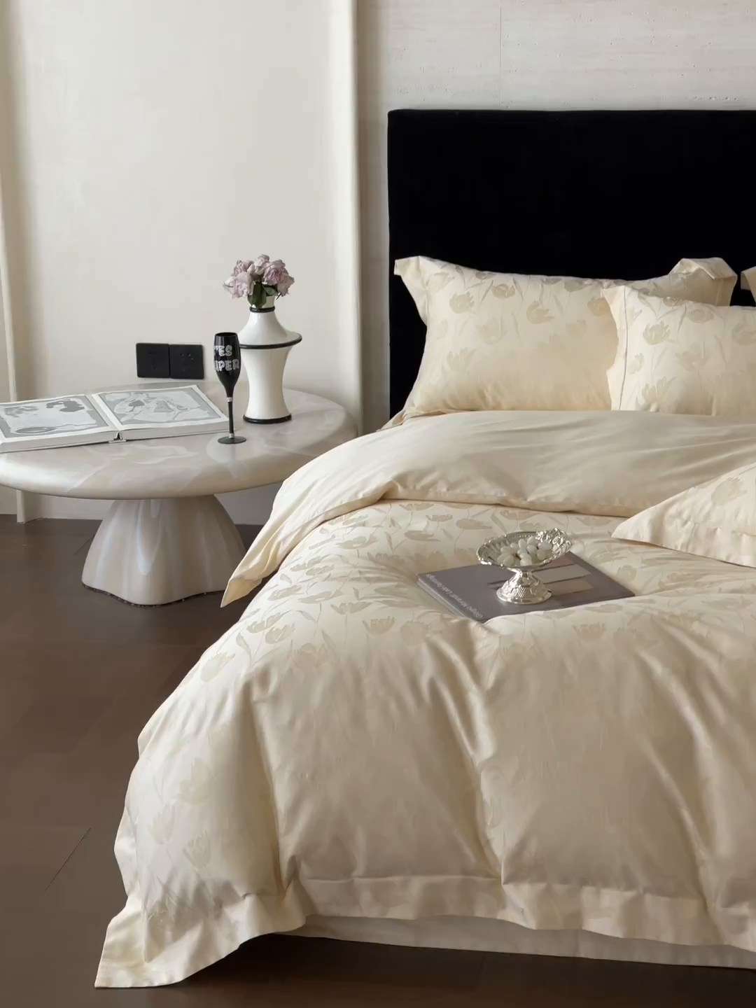 91家纺网 家纺一手货源 找家纺 栩裕纺织 2025新款长绒棉提花最新款单品四件套 郁金香-浅香槟