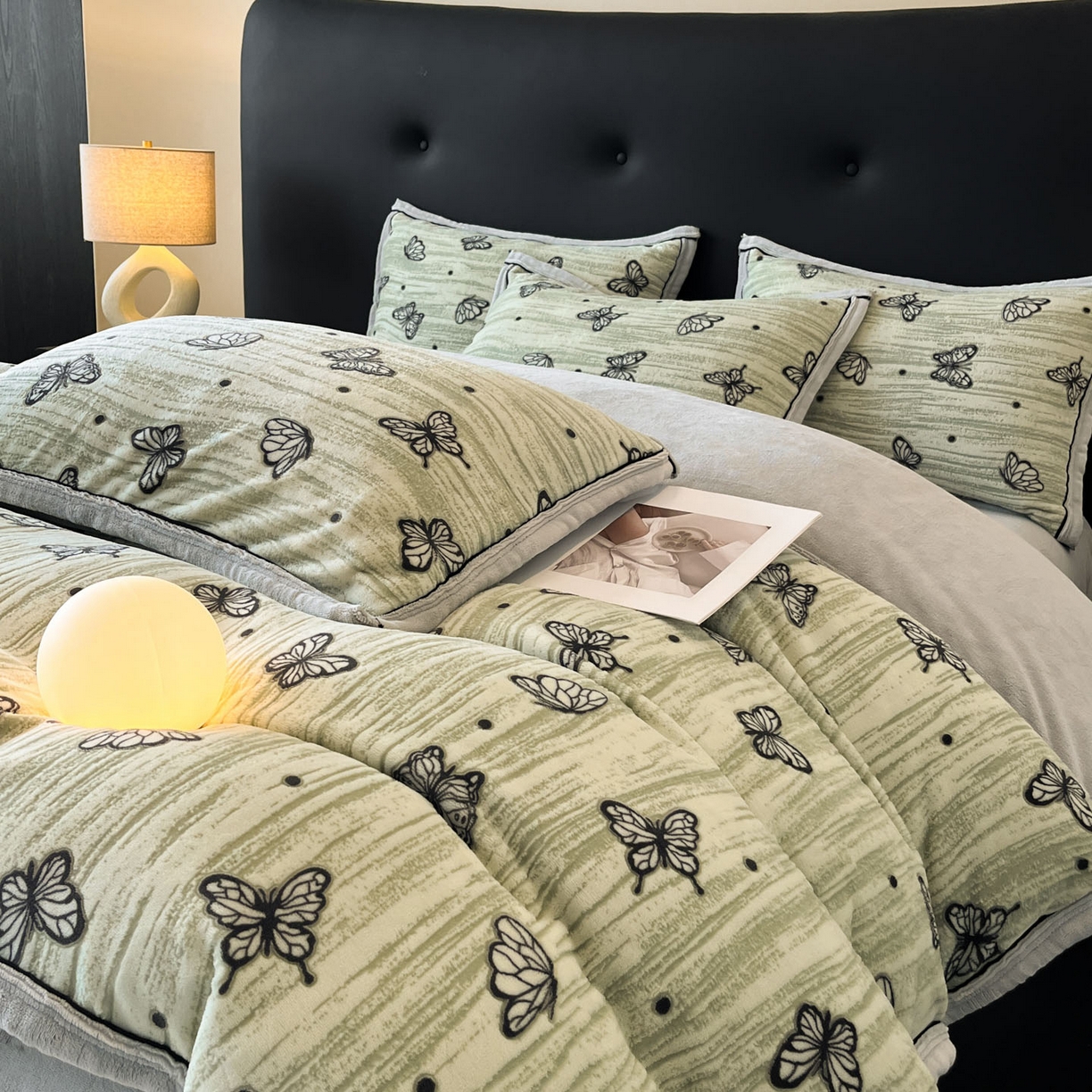 金麦家纺 2025新款雕花牛奶绒工艺蝴蝶款四件套 蝴蝶-绿