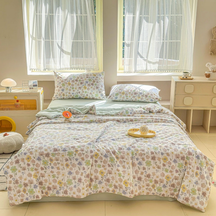 91家纺网 家纺一手货源 找家纺 （总）梵克保罗 2025新款水洗糯糯棉卡通印花滚绳包边夏被