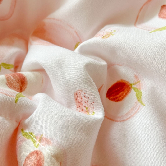 91家纺网 家纺一手货源 找家纺 梵克保罗 2025新款水洗糯糯棉卡通印花滚绳包边夏被 水蜜桃