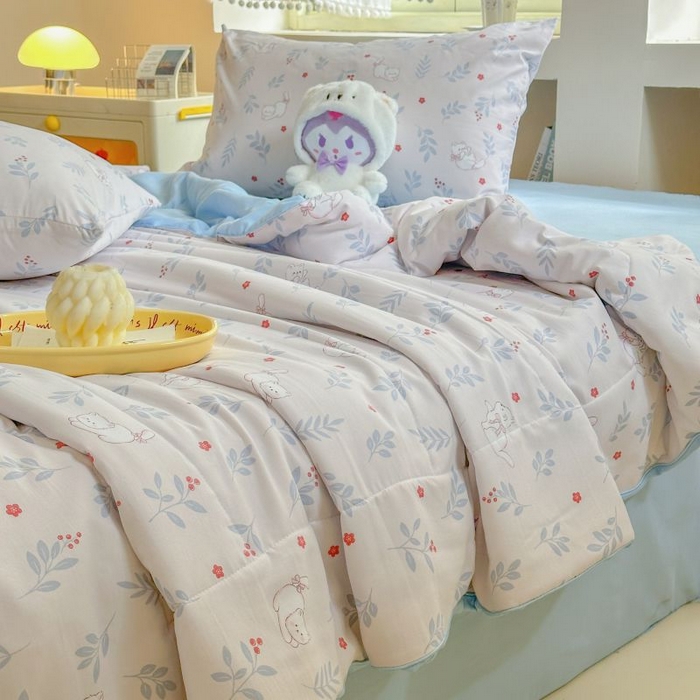 91家纺网 家纺一手货源 找家纺 梵克保罗 2025新款水洗糯糯棉卡通印花滚绳包边夏被 喵语