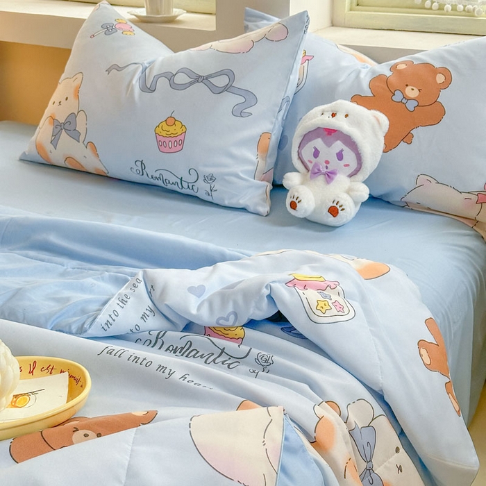 91家纺网 家纺一手货源 找家纺 梵克保罗 2025新款水洗糯糯棉卡通印花滚绳包边夏被 小猫逃离记